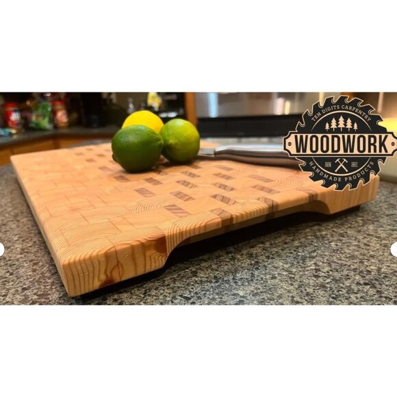 Handcrafted Cedar & Pine Wooden End Grain Cutting Board  Premium Solid Wood - Picture 3 of 12